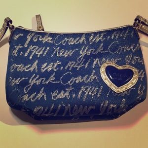 Blue and gold Coach New York crossbody bag